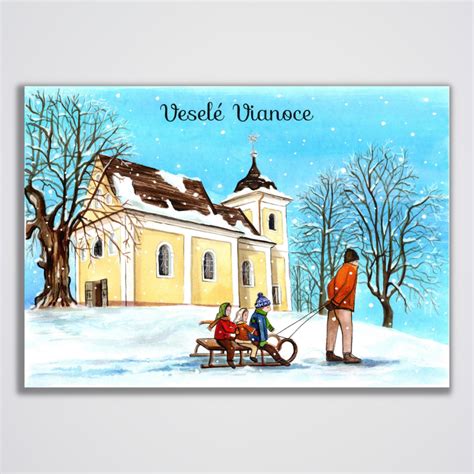 Vianočná pohľadnica so zimným motívom