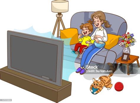 Rodina pozerajúca na televízor, z ktorého vychádza statický šum