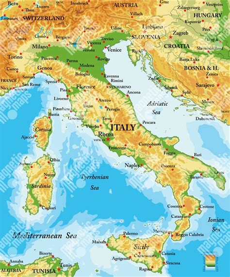 Mapa Talianska s vyznačením Chiaravalle a Ríma