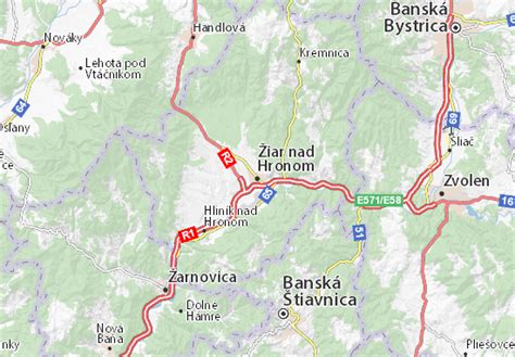 Mapa mesta Žiar nad Hronom s vyznačenou polohou jaslí