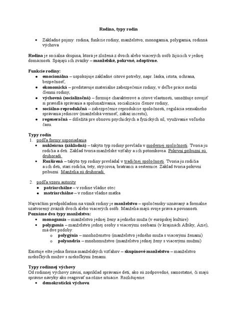 rôzne typy rodín