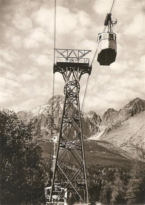 Historická fotografia stavby lanovky na Lomnický štít