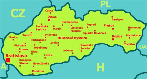 mapa Slovenska s vyznačenými mestami, kde sú súkromné jasle