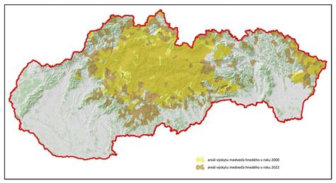Mapa s vyznačenými oblasťami výskytu medvedieho cesnaku