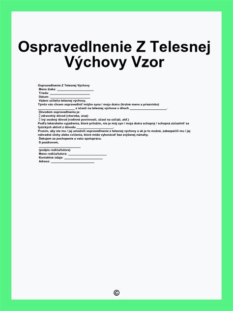 Ilustrácia žiaka s ospravedlnenkou z telesnej výchovy