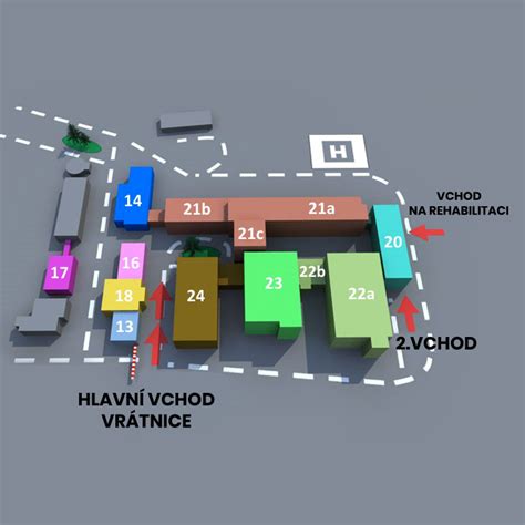 Mapa nemocnice s vyznačeným pôrodníckym oddelením