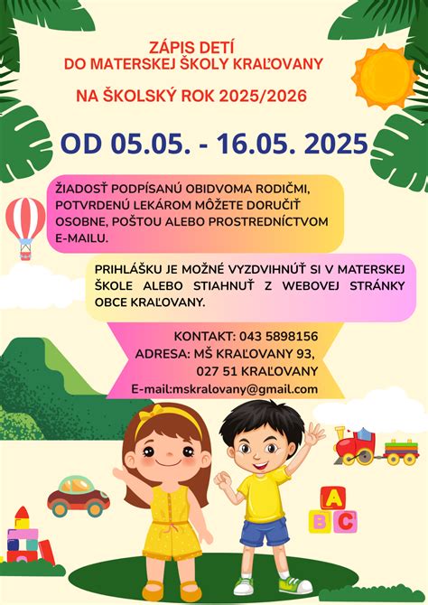 Infografika zobrazujúca proces zápisu do materskej školy a následné kroky