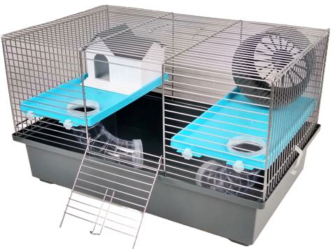 Ilustrácia zakrslého králika s rôznymi prvkami vo výbehu: domček, tunel, plošina