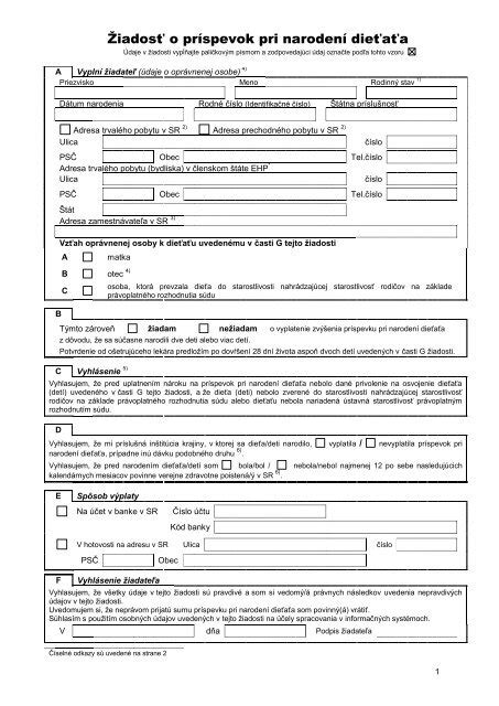 výška príspevku pri narodení dieťaťa