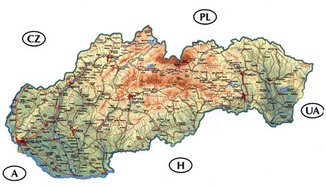 Mapa Slovenska s vyznačenými historickými lokalitami
