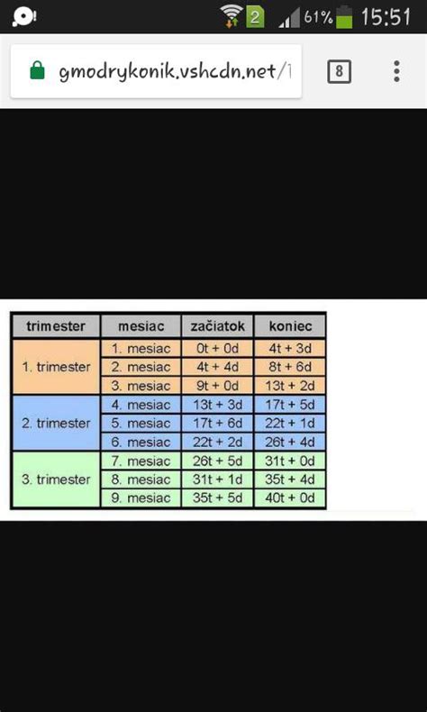 Ilustrácia kalendára tehotenstva s vyznačenými týždňami