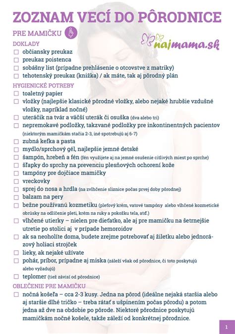 Infografika: Zoznam vecí do pôrodnice