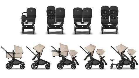 Ilustrácia kočíka Bugaboo Donkey v rôznych konfiguráciách