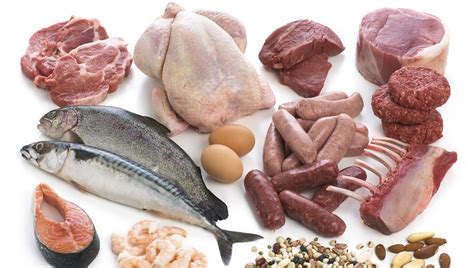 Rôzne druhy mäsa, rýb, strukovín a vajíčok