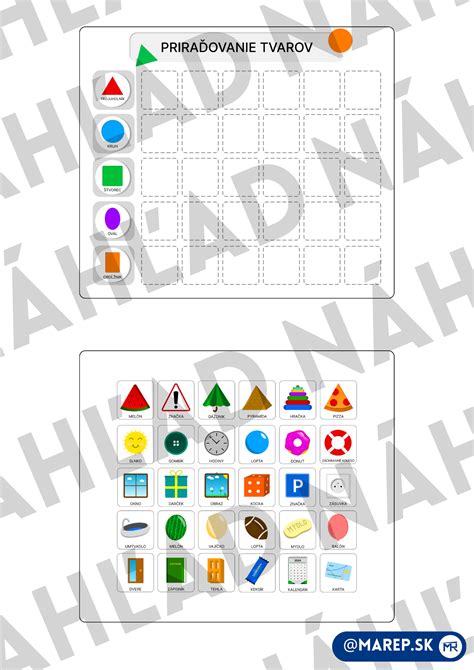 Ilustrácia priraďovania tvarov predmetov