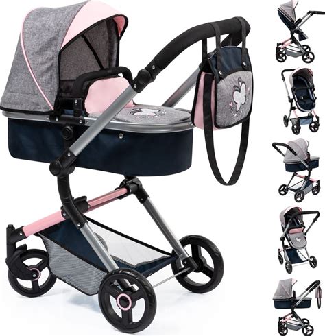 Kočík pre bábiky Bayer Design Neo Vario v strieborno-ružovej kombinácii