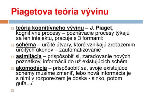 Diagram znázorňujúci Piagetove štádiá kognitívneho vývinu.