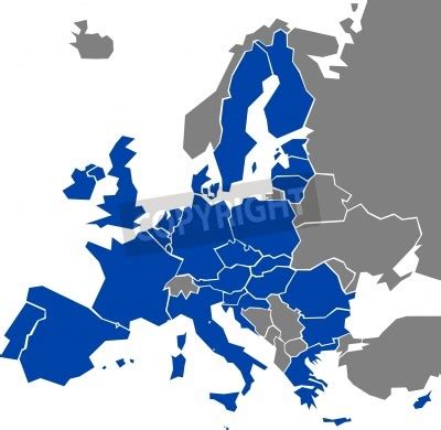 Mapa Európy s vyznačenými niektorými členskými štátmi EÚ