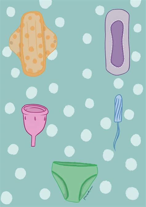 Ilustrácia znázorňujúca rôzne menštruačné pomôcky