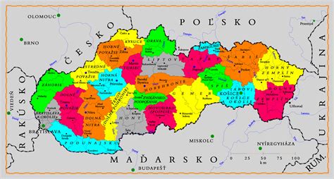 Mapa Slovenska s vyznačeným okresom Veľký Krtíš