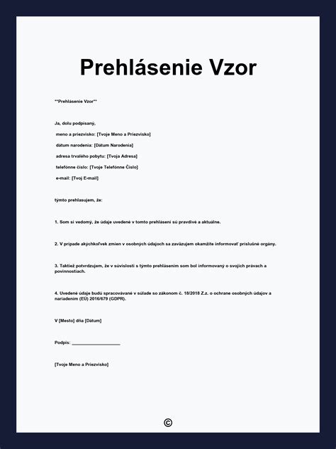 Štruktúra čestného prehlásenia o výživnom