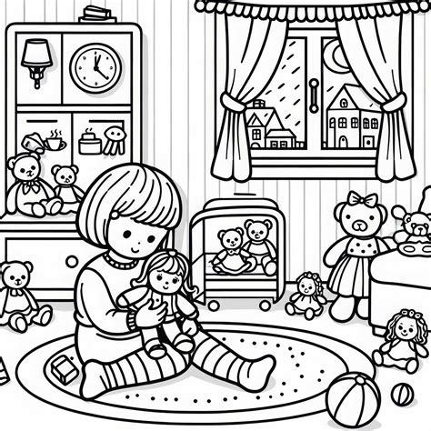 Ilustrácia dieťaťa, ktoré sa hrá samo a spokojne