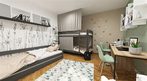 ilustrácia útulnej detskej izby s nábytkom prispôsobeným pre najmenších