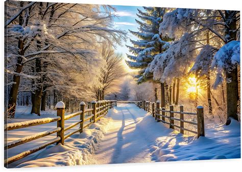 Čiernobiela zimná krajina na plátne