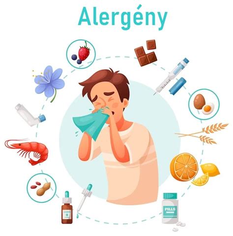 Ilustrácia rôznych bežných alergénov