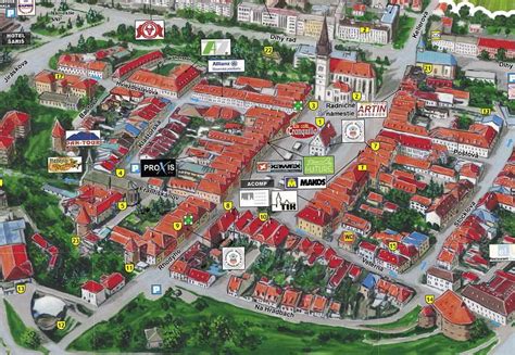 mapa Banskej Bystrice s vyznačenými zubnými ambulanciami