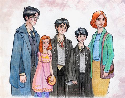 Rodina Harryho Pottera: Harry, Ginny, James Sirius, Albus Severus a Lily Luna