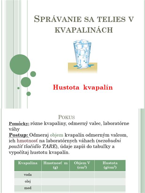 Experiment s hustotou kvapalín